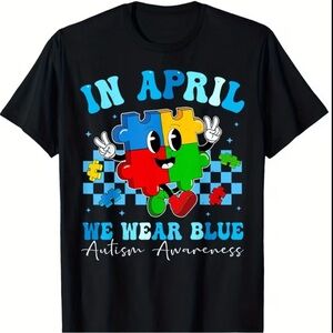 Autism Awareness adult  Shirt - Black and Blue 🧩